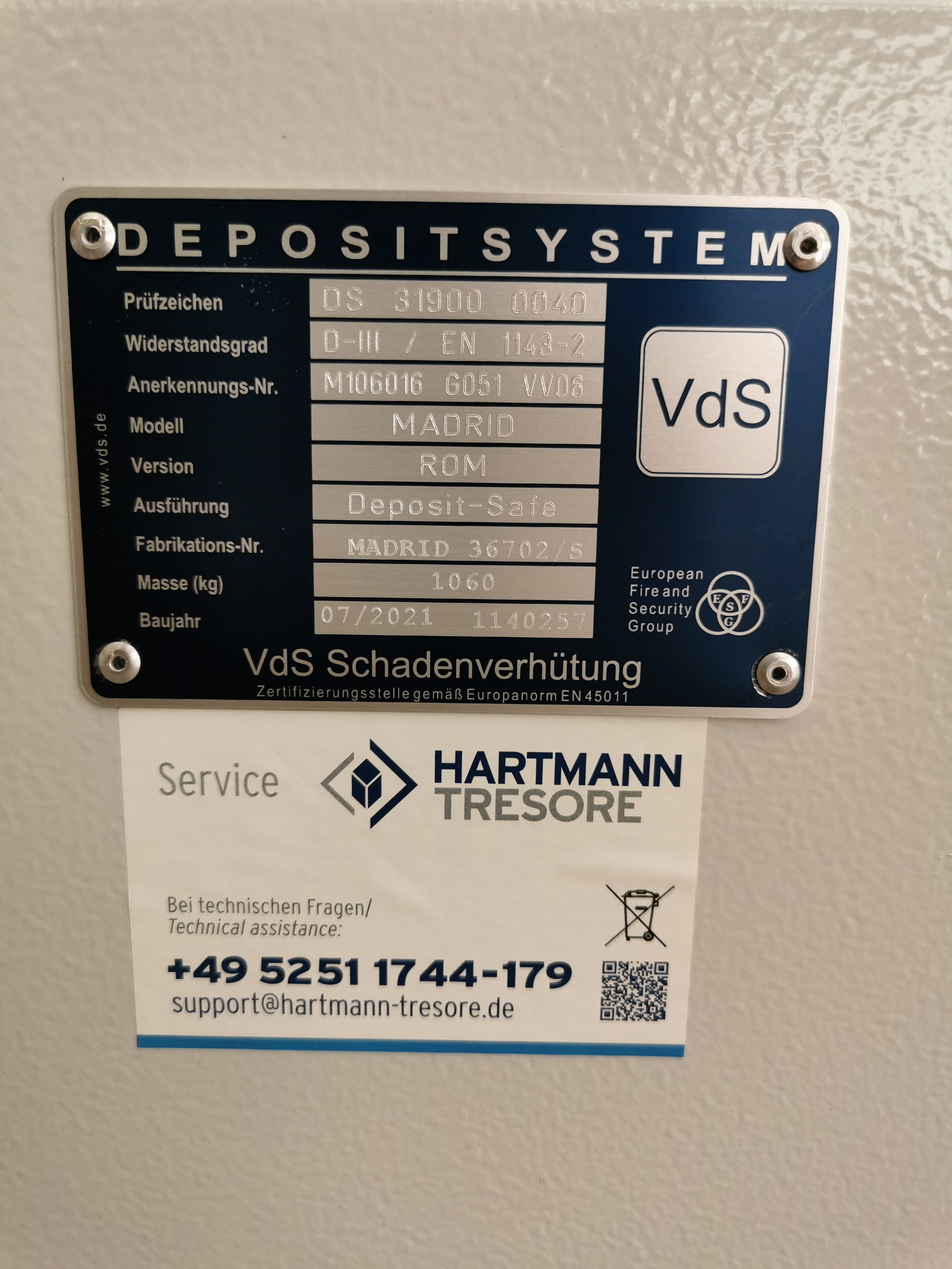 HTDTIII 3 Deposit-Trommeltresor