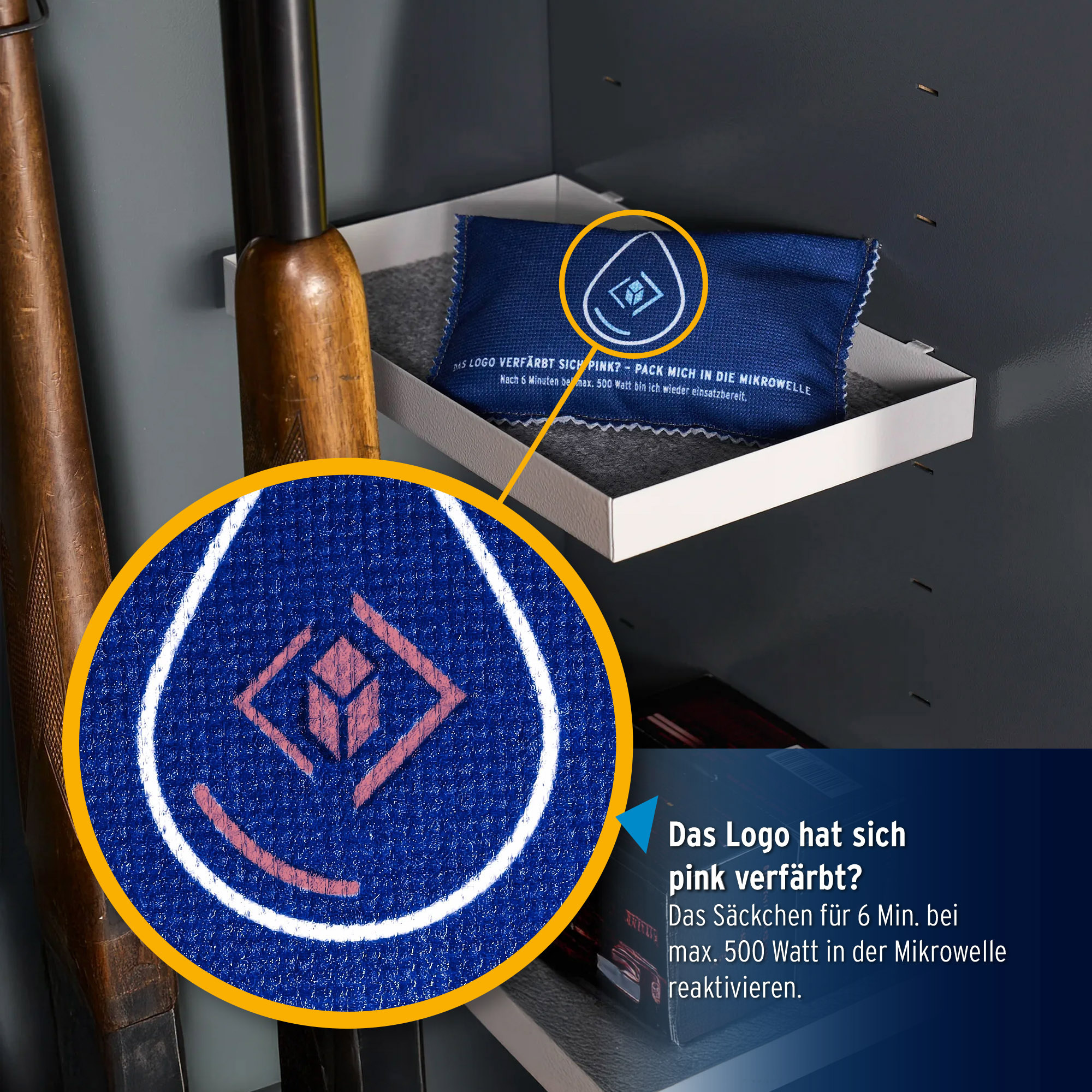 Tresor-Trocknerkissen mit Feuchtigkeitsindikator