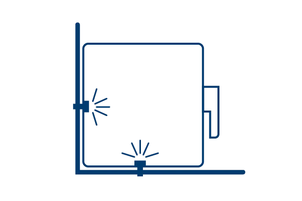 Symbol für Tresorverankerung an Boden und Wand