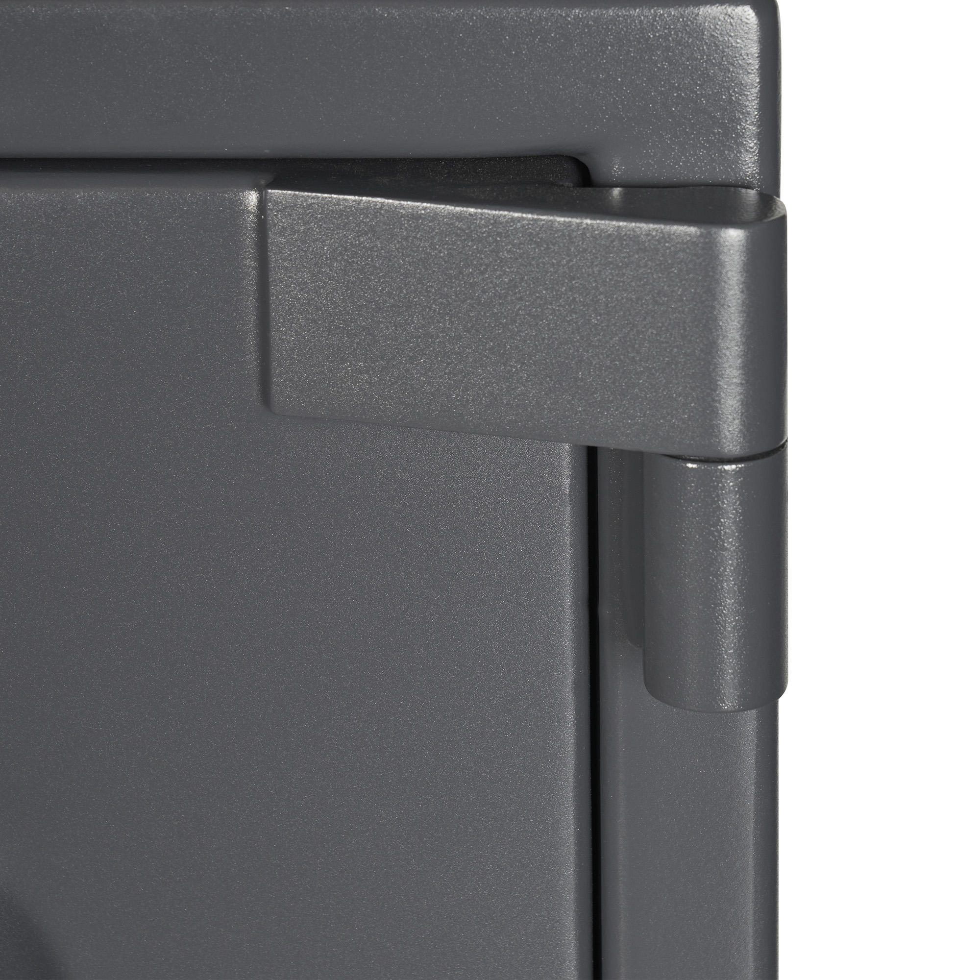 Nahaufnahme des Türscharniers an einem anthrazitfarbenen SIGNATURE SAFE