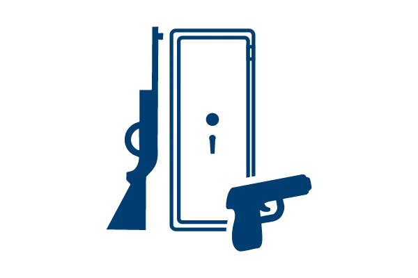Symbol für Waffenschrank mit Gewehr und Pistole