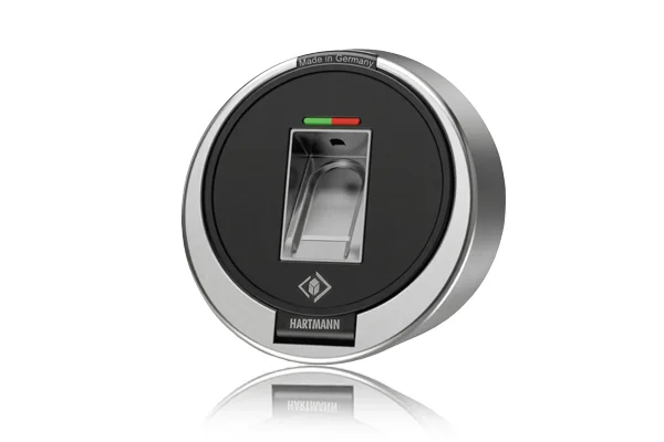 Biometrisches Tresorschloss FinKey E70125 von HARTMANN mit Fingerabdrucksensor und Statusleuchten